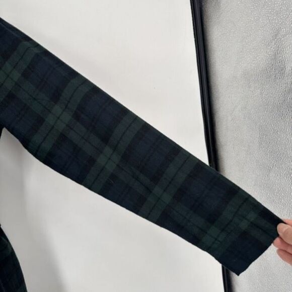 Abercrombie & Fitch A&F Navy Plaid Flannel Belted Shirt Dress Small Soft Preppy - Picture 9 of 9